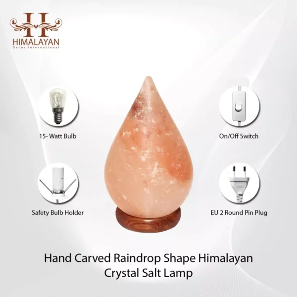 Hand Carved Raindrop Shape Himalayan Crystal Salt Lamp