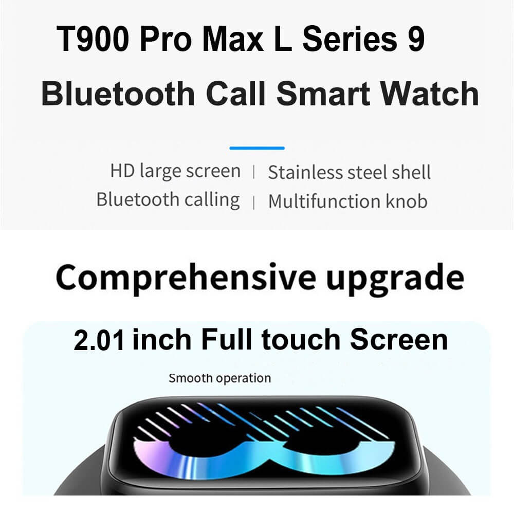 T900 Pro Max Smart Watch – Full Touchscreen, Fitness Tracker, Heart Rate Monitor, and Bluetooth Connectivity