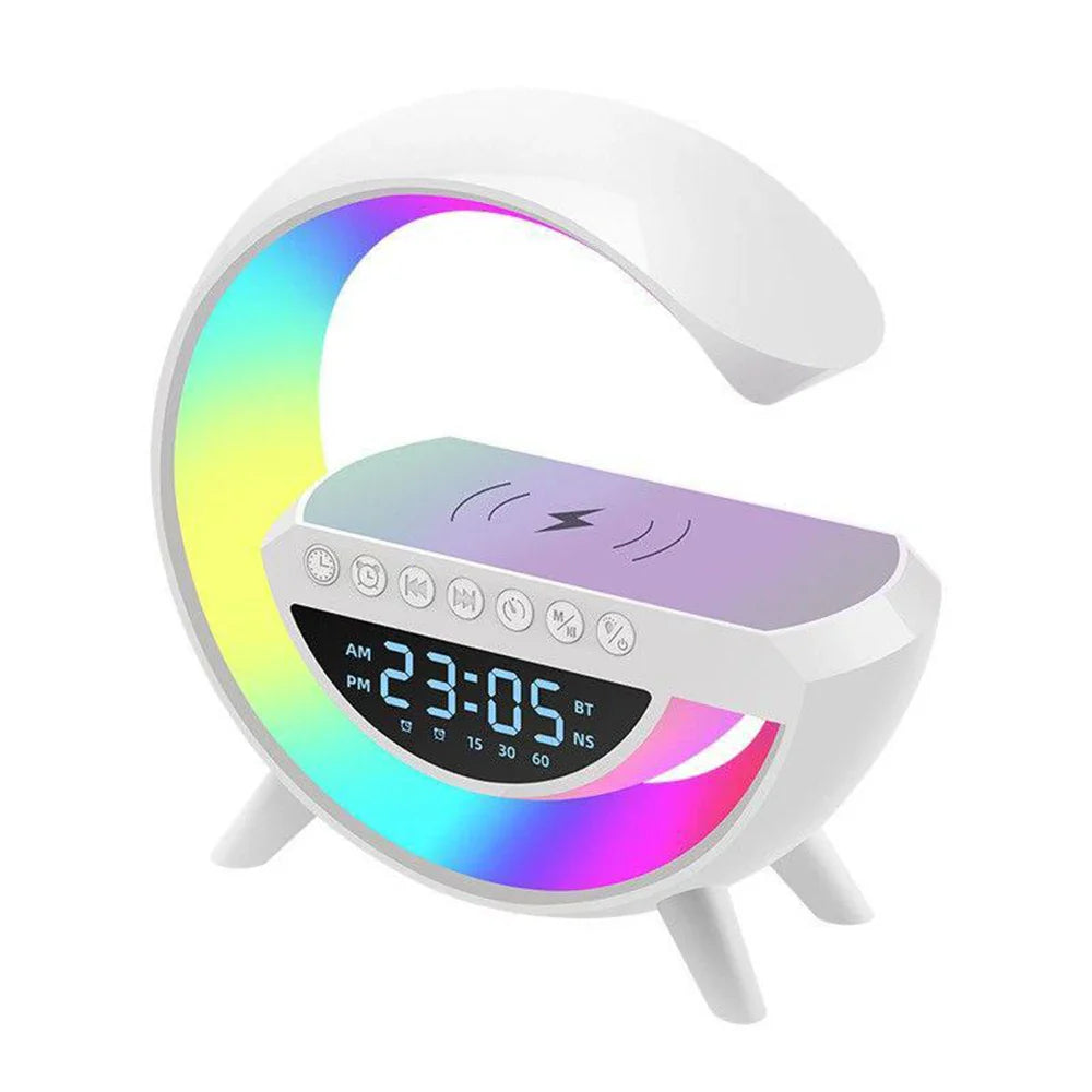 BT-3401 LED Light Bluetooth Speaker and Wireless Mobile Charging Dock (15 Watt) with Digital Alarm Clock (Large Size)