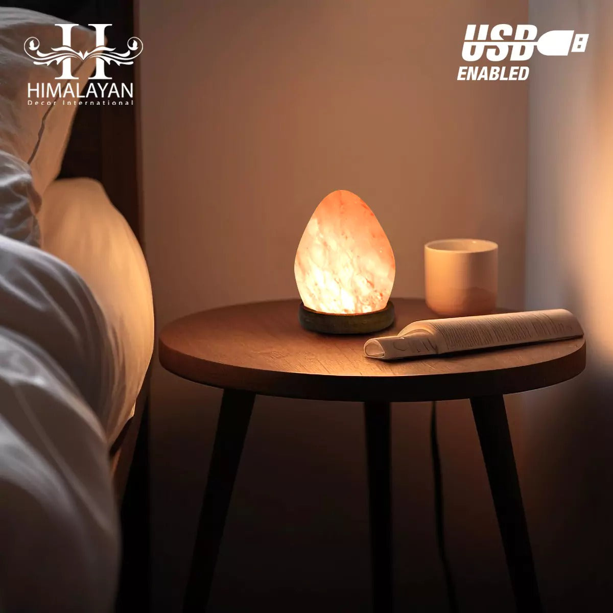 Egg Shape USB Himalayan Salt Lamp with Multicolored LED Bulb